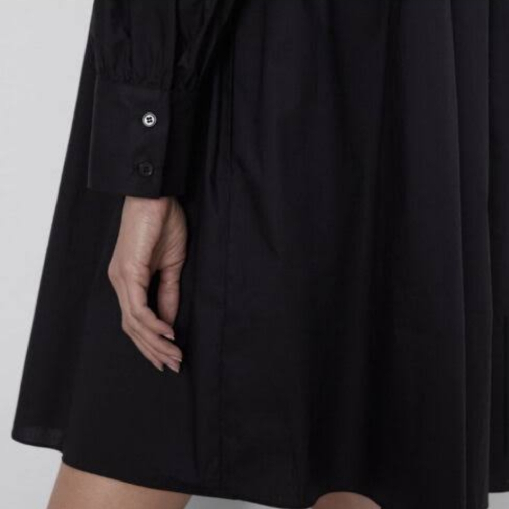 Zara Long sleeve Poplin Mini Dress Black - Picture 11 of 13